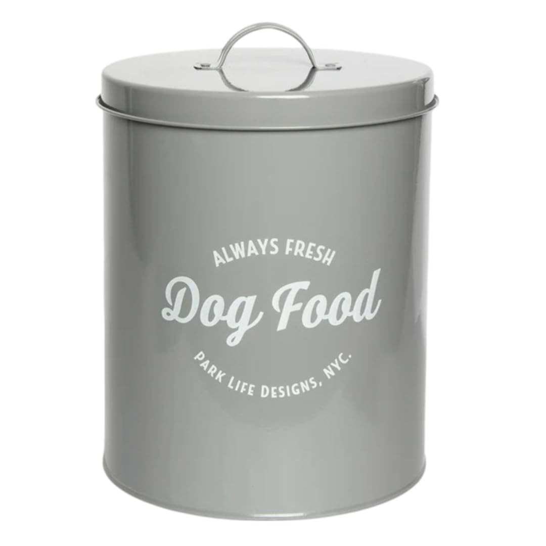Park Life Designs Metal Pet Treat Jar with Airtight Lid – Wallace Gray 4.4 Qt