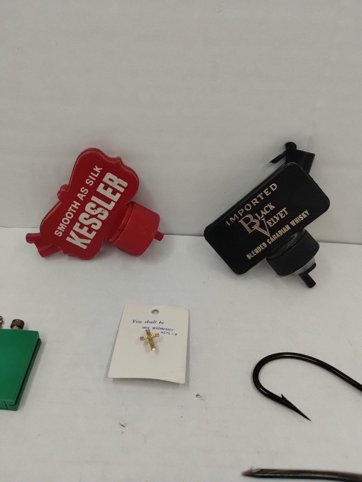 Vintage Junk Drawer Lot Advertising Rings Tokens Key Dog License Tie Clip #11