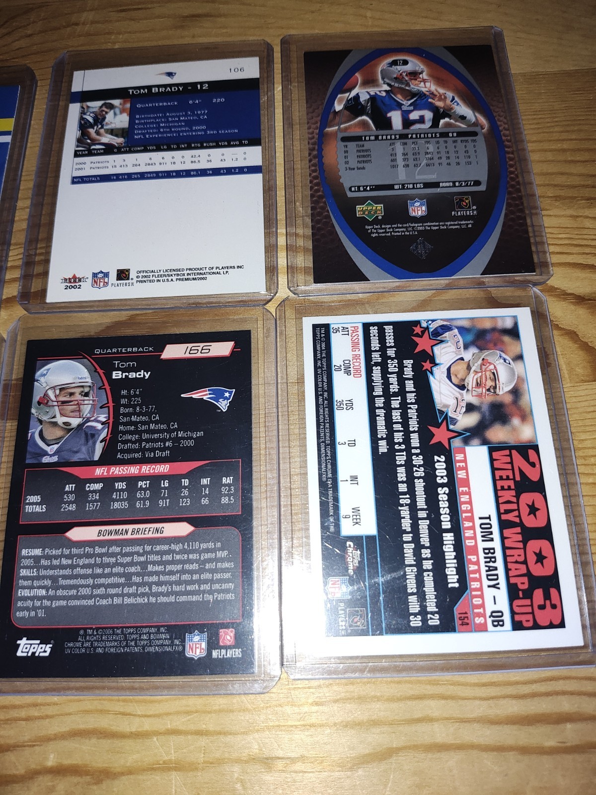 Tom Brady- 6 Card Deal-Get Cards Shown-All Mint–Topps, Fleer & More !!