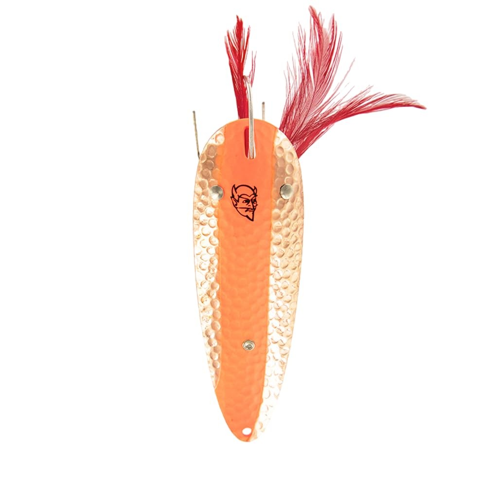 Dardevle Weedless Spoon Lure, Hammered Copper/Flo Orange, 3/4 oz.