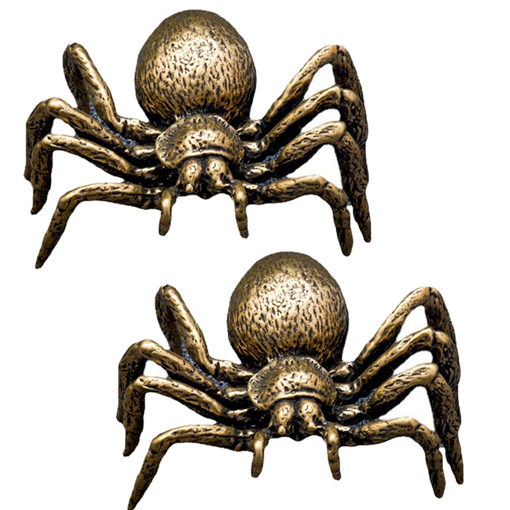 2x Brass Spider Animal Statue Small Sculpture Tabletop Figurine Home Decor Gift