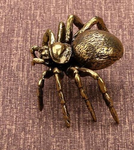 2x Brass Spider Animal Statue Small Sculpture Tabletop Figurine Home Decor Gift