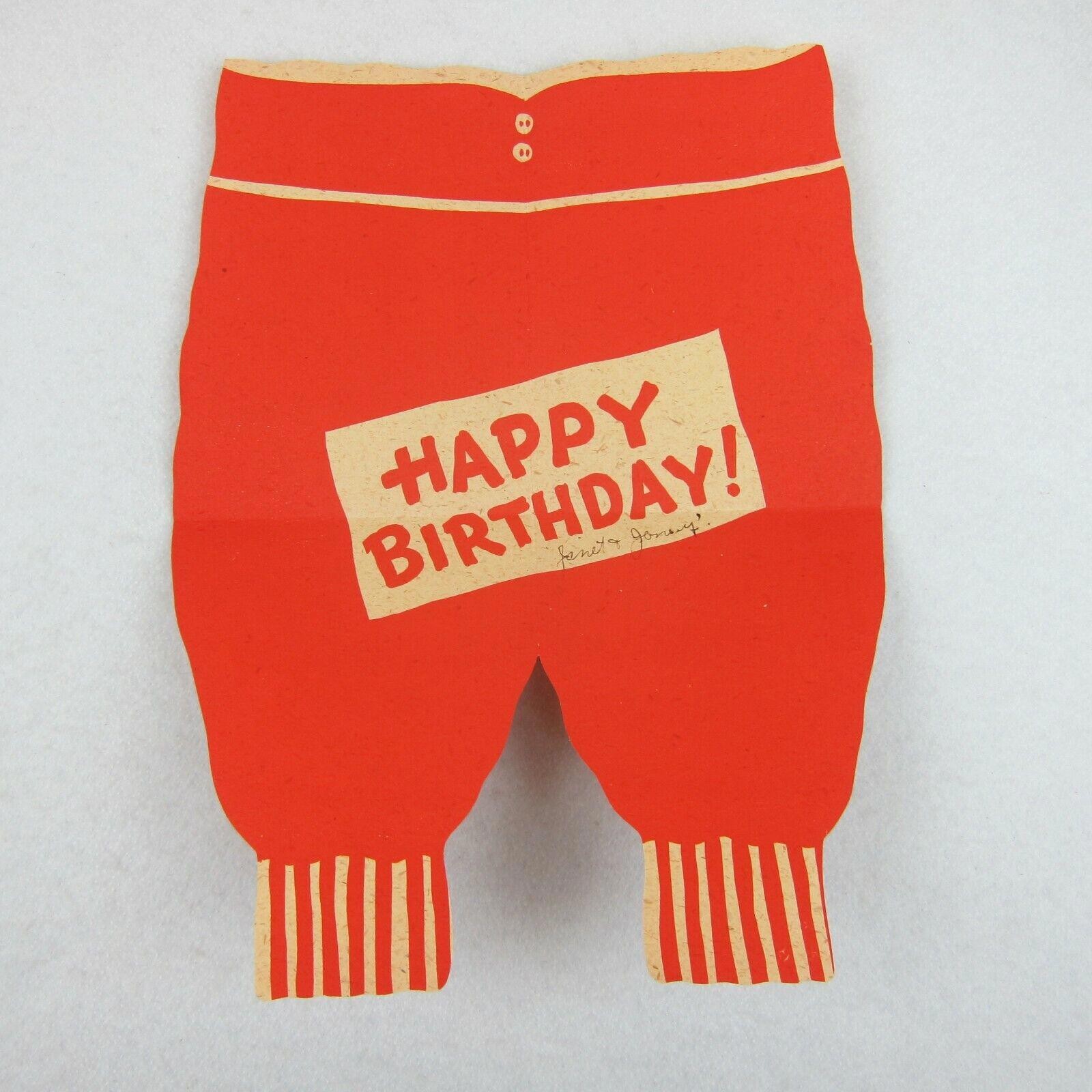Vintage 1950s Funny Birthday Card Fold Out Flannel Drawers Stanley Dayton USA