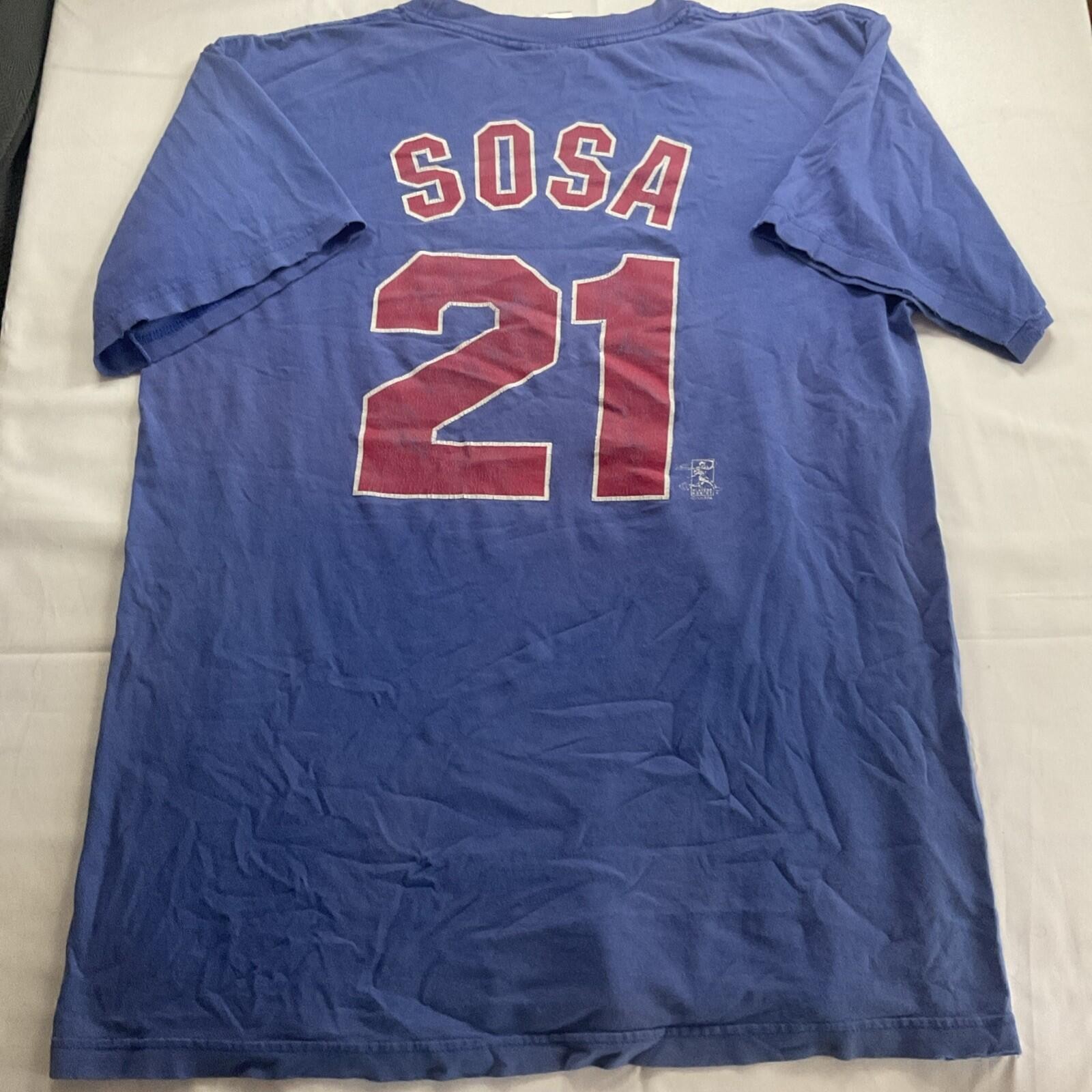 Vintage Chicago Cubs Sammy Sosa #21 T-Shirt Jersey Shirsey Men’s L Majestic 091