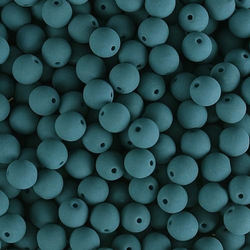 John Bead Czech Glass Beads 6mm White Alabaster Velvet Dark Teal 90pcs