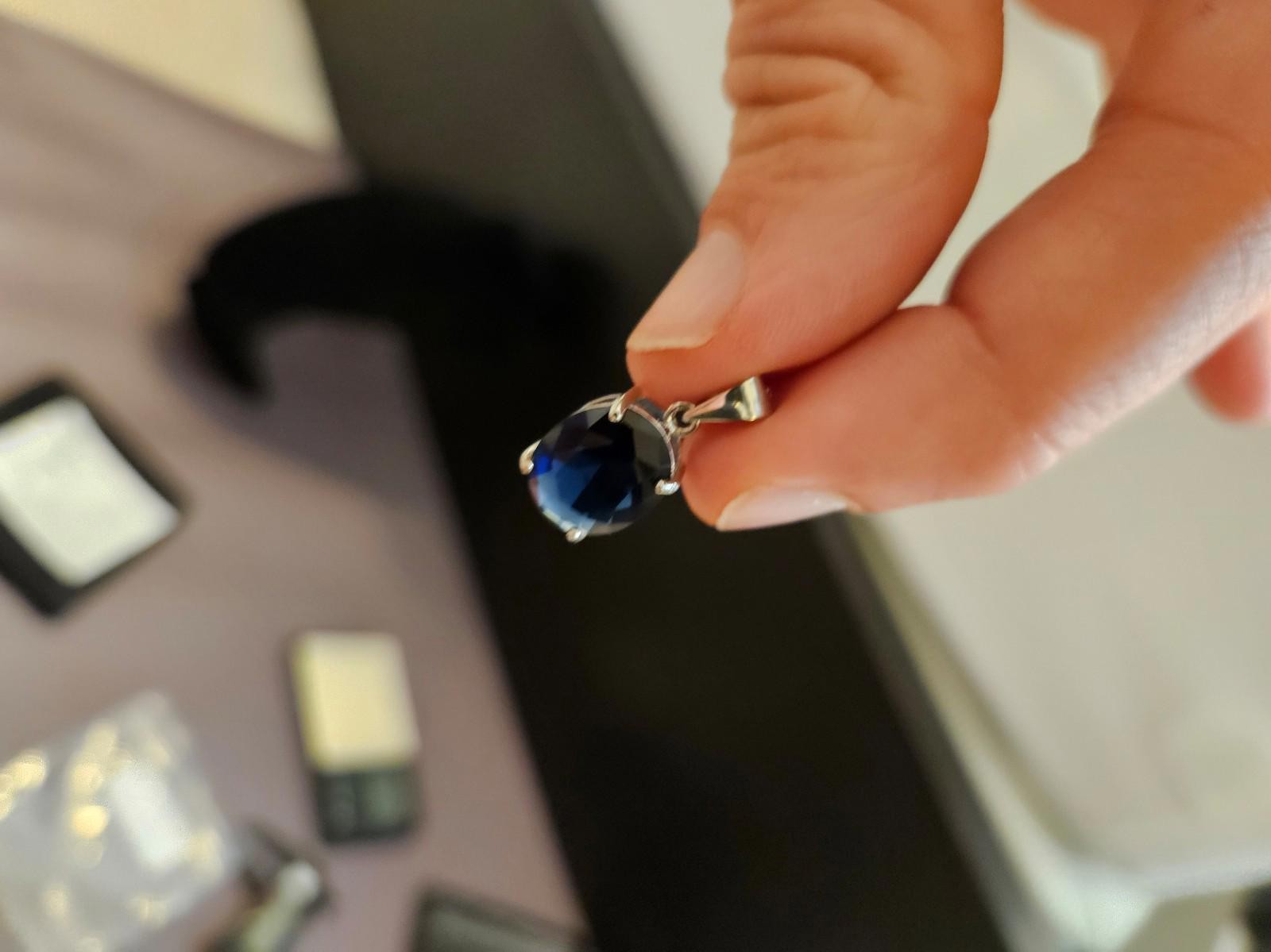 Sapphire Sterling Silver Pendant