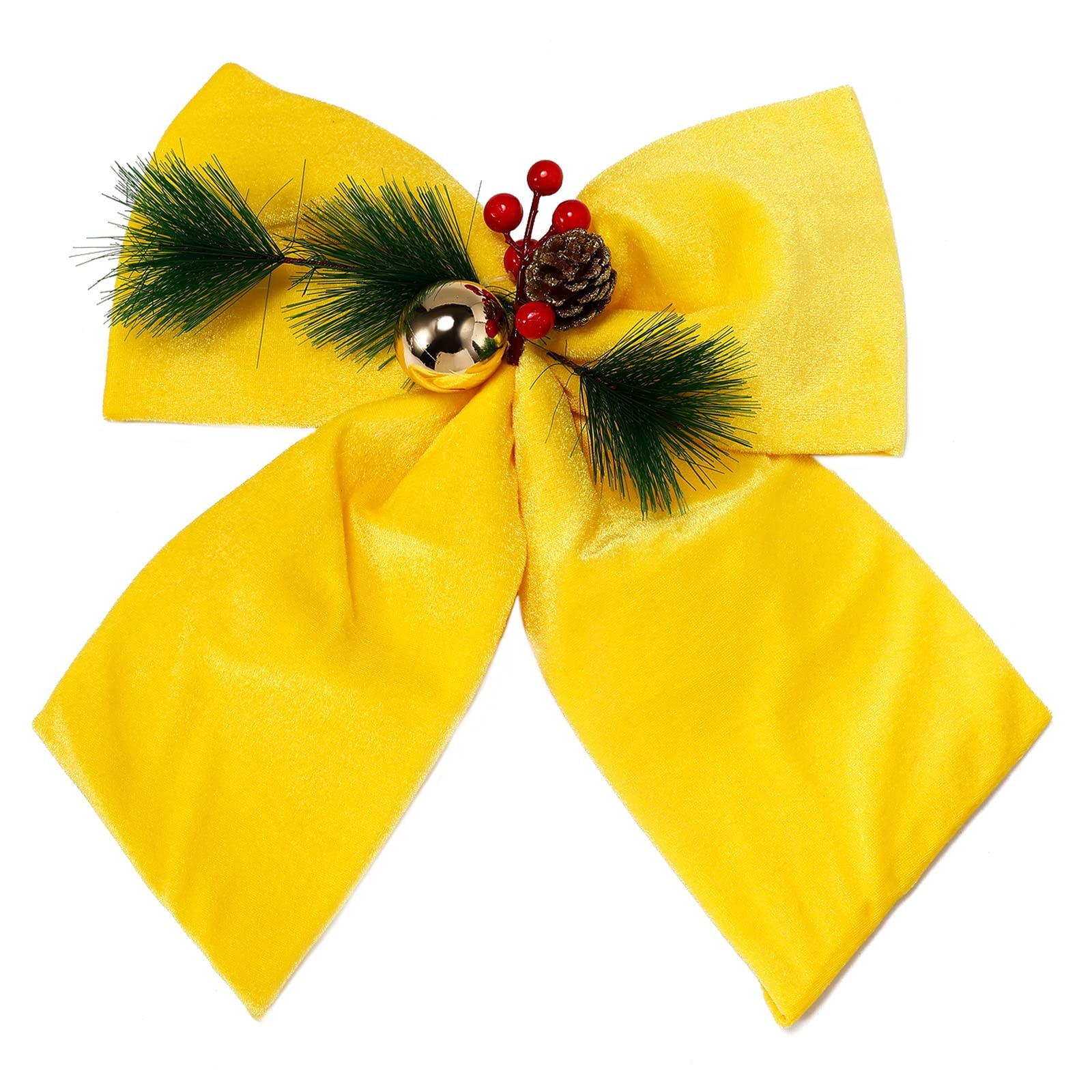 allgala Christmas Velvet Bows – 2 Pack, 25x30cm, Gold/Yellow