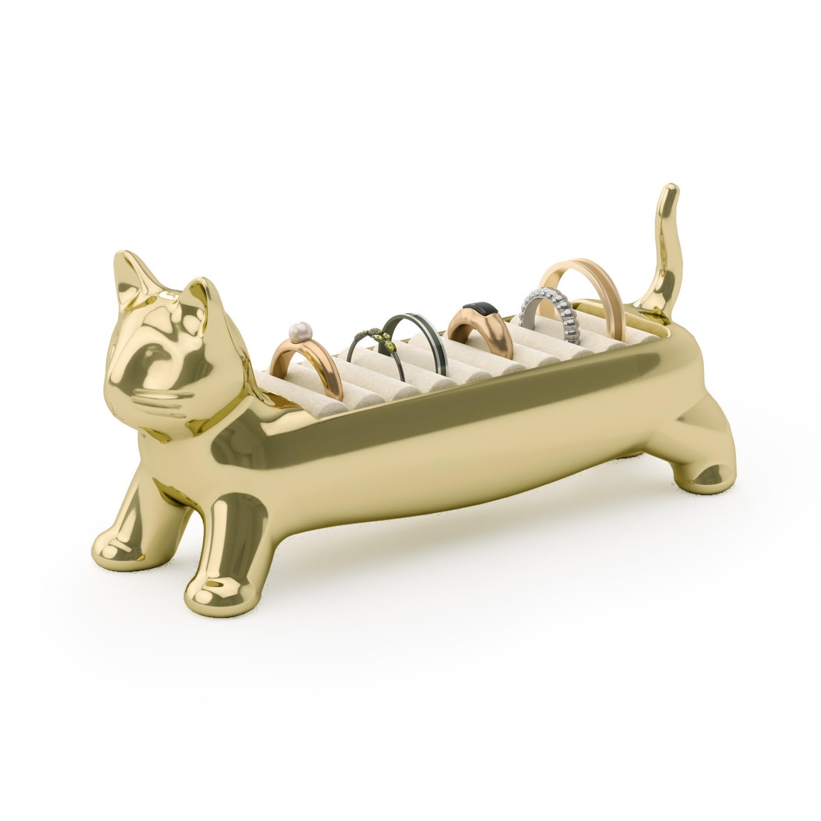 Umbra Ali Cat Ring Holder, Gold Jewelry Storage for Cat Lovers