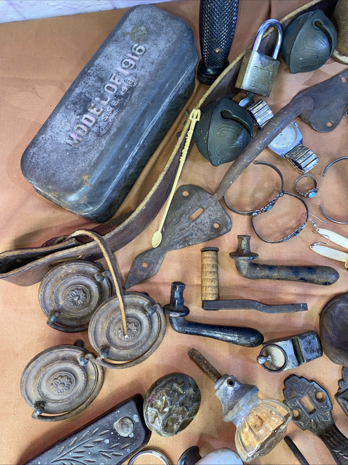 Vintage Junk Drawer Lot 1800’s 1900’s Sterling Silver WW1 Victorian