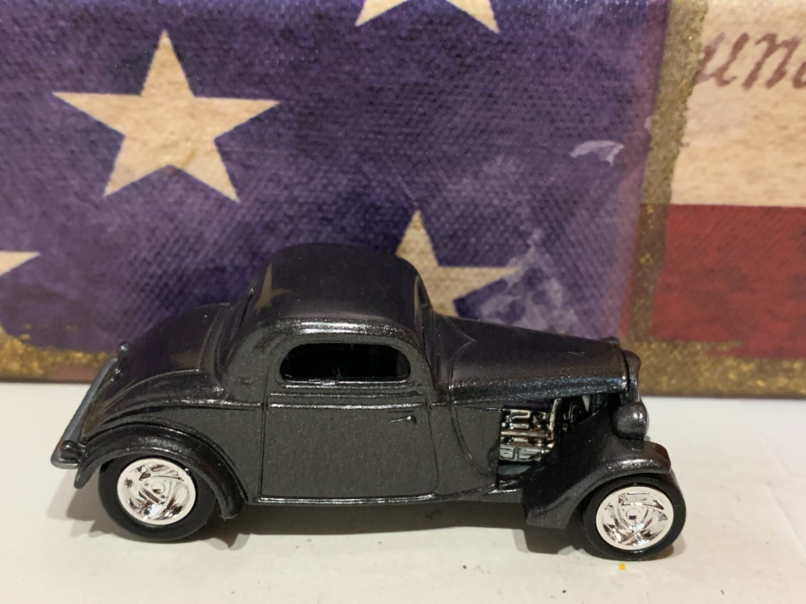 JOHNNY LIGHTNING FLATHEAD FLYER, DARK CHARCOAL, NICE 1:64