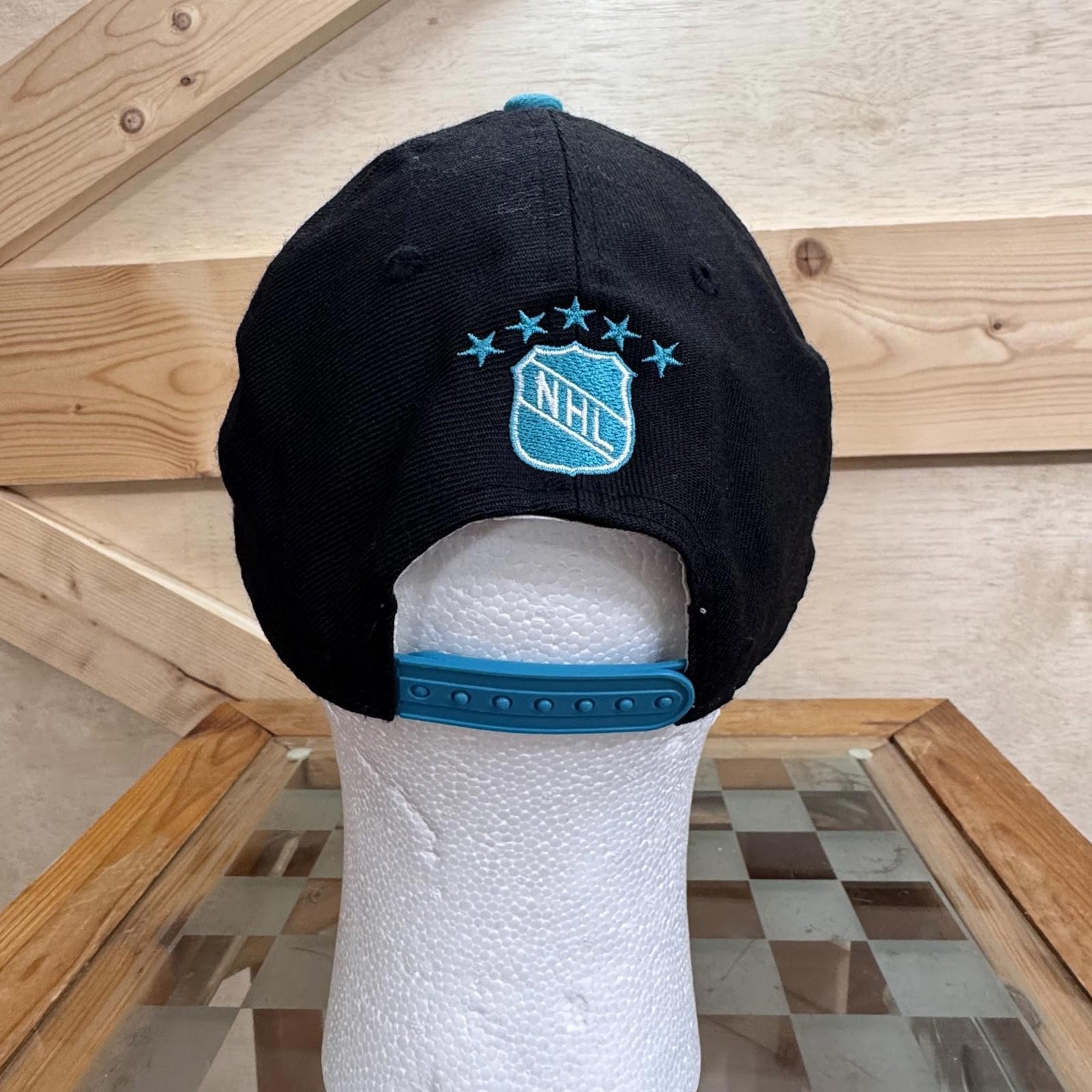 Anaheim Mighty Ducks Hat Cap Snap Back Black Teal NHL Hockey New Era Mens 90s