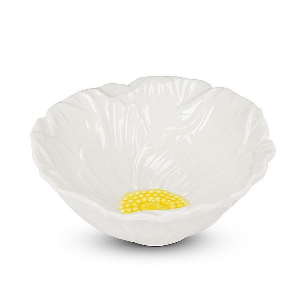 Abbott Collection Flower Dish, Small, 4-Inch, White, Porcelain