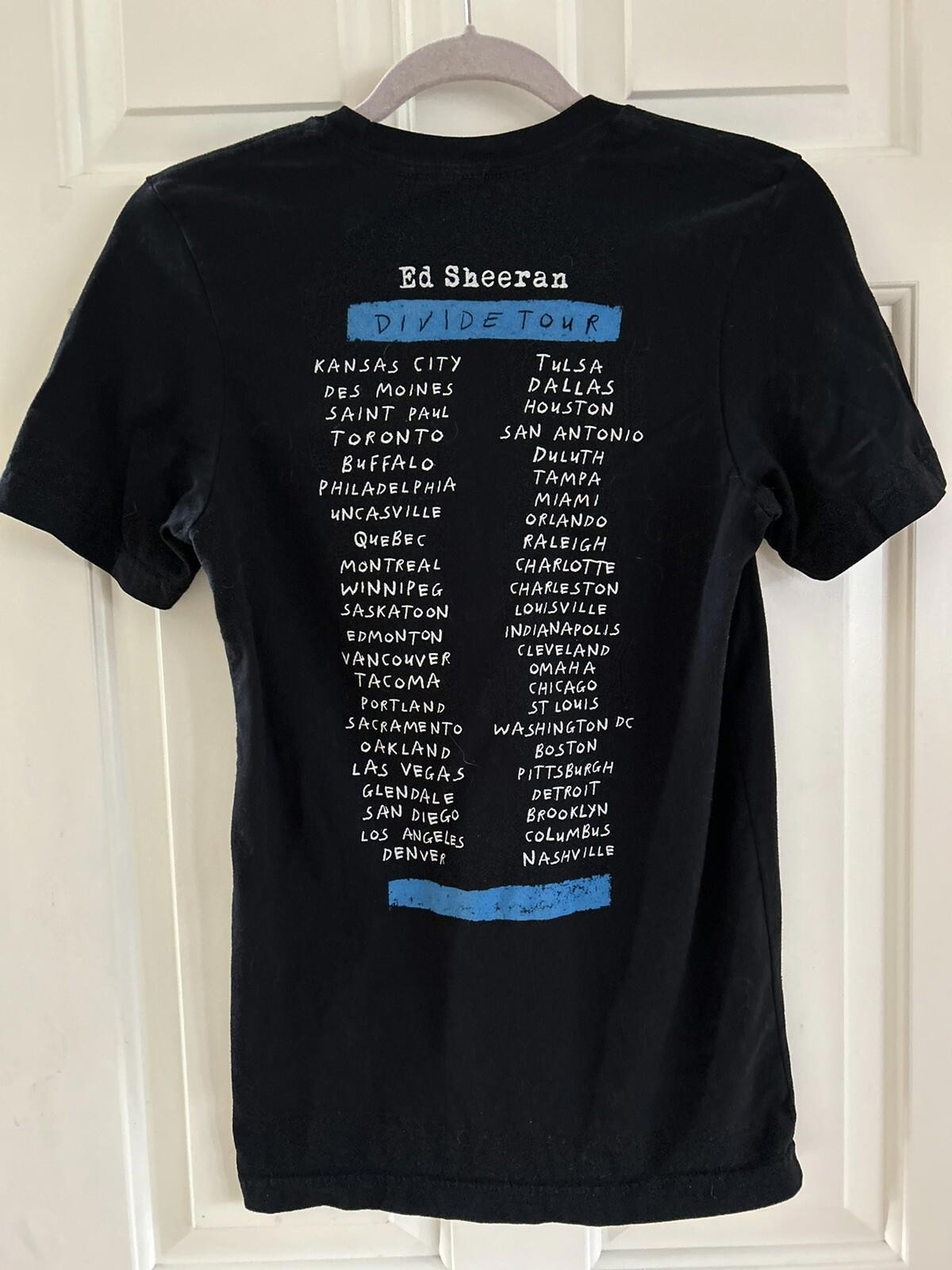 Ed Sheeran Divide Tour Concert T Shirt Womens Small Double Sides Tour Dates