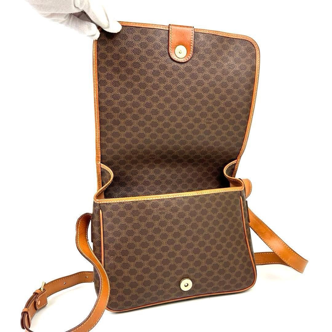 [Good Condition] Celine Macadam Shoulder Bag Gold Metal Fittings PVC Leather