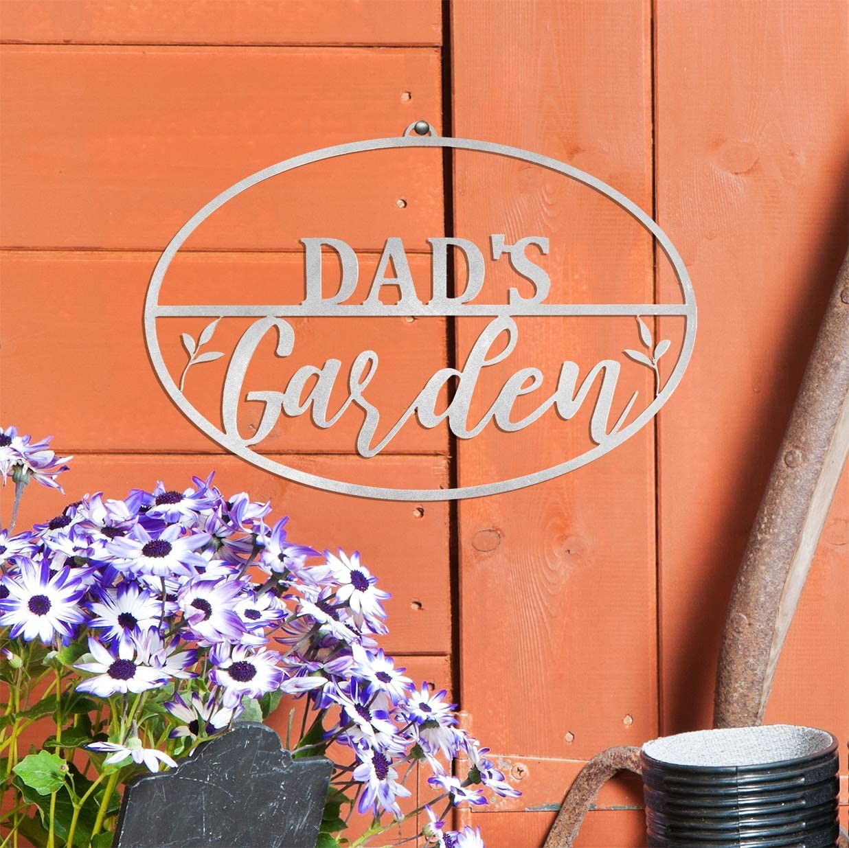 ROCC Rusted Orange Craftworks Garden Oval Sign for Him, Outdoor Garden Gift