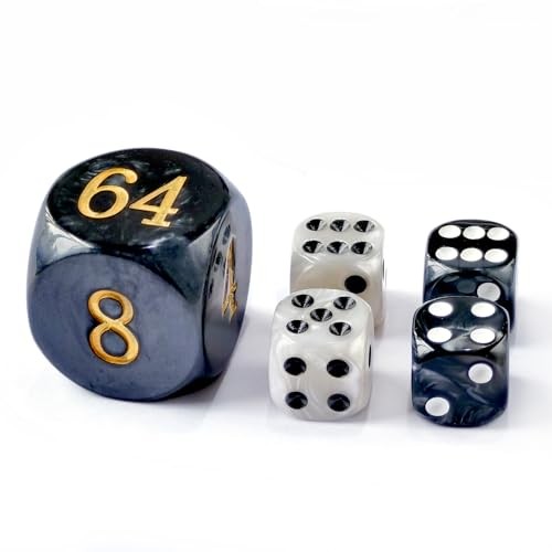 5pcs 30MM Backgammon Pearl Dice Set – Large Doubling Cube + 4pcs 16MM Dice