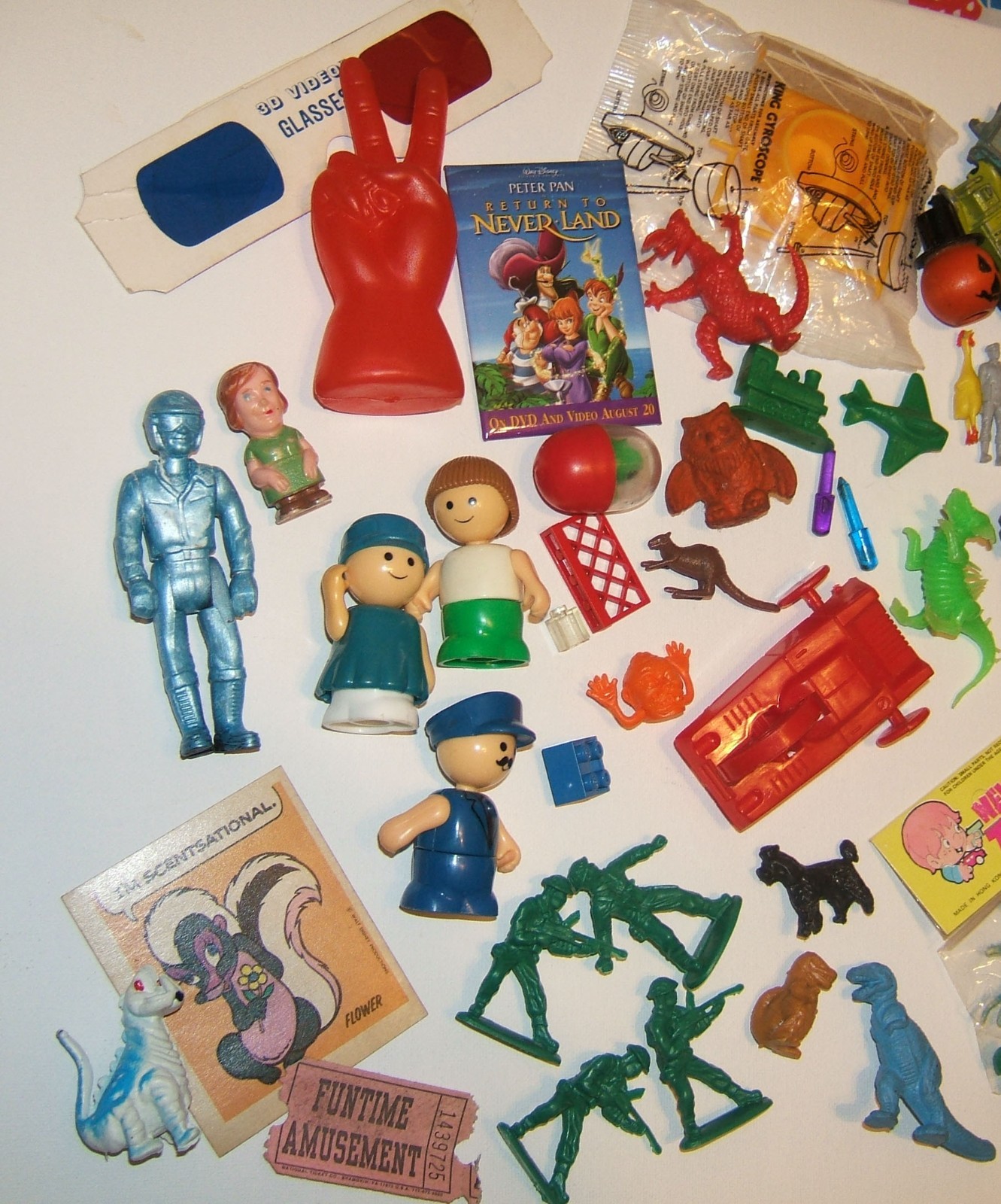 Vintage Toy JUNK DRAWER LOT pin sticker prizes monster bug cars burger king dice