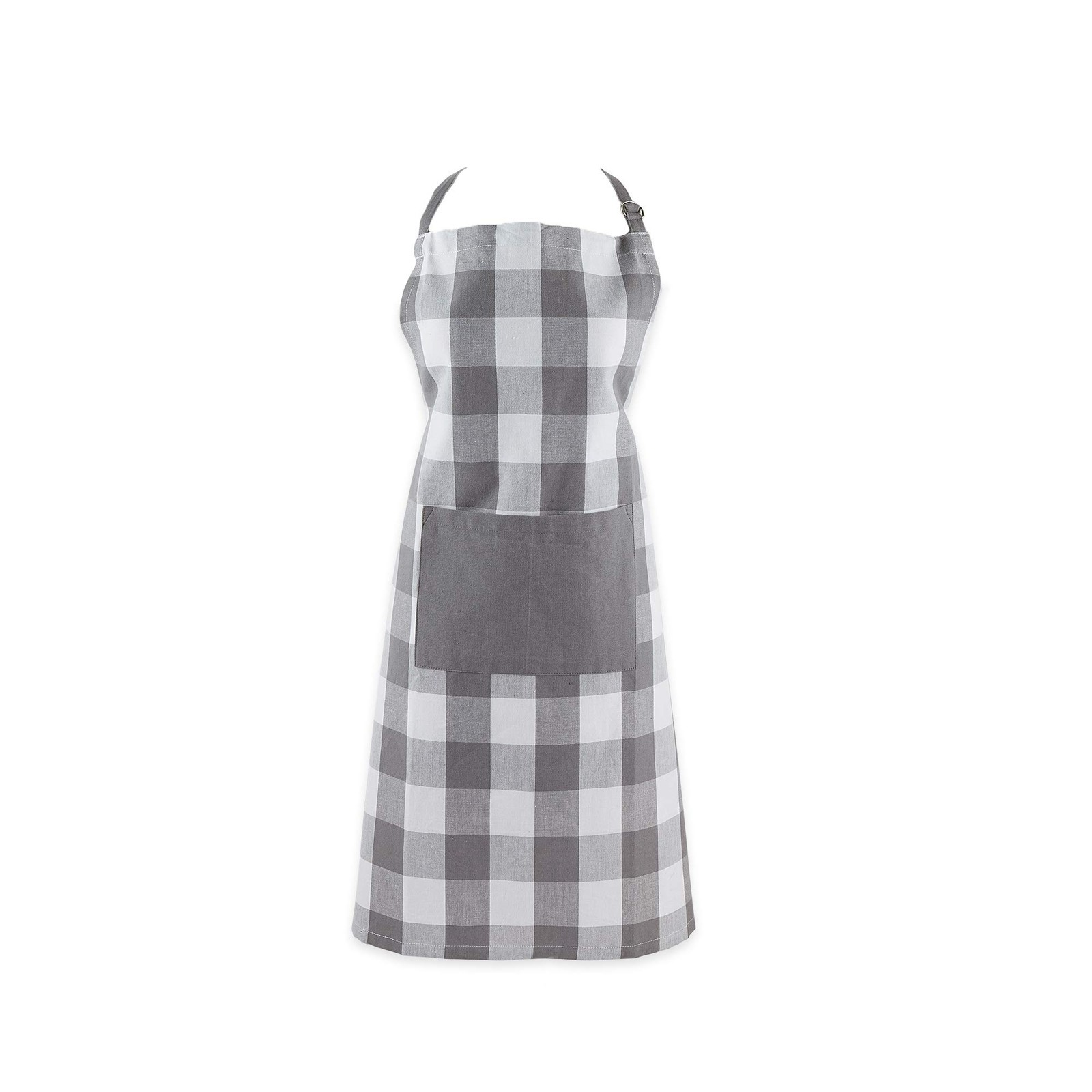 DII Buffalo Check Farmhouse Chef Apron, One Size, Gray & White Kitchen Wear