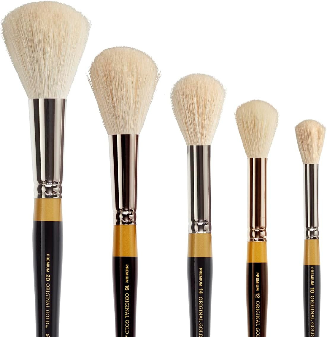 Premium 5 Pc. Original Gold 9265 round MOP Brush Set, Soft White Synthetic Hair