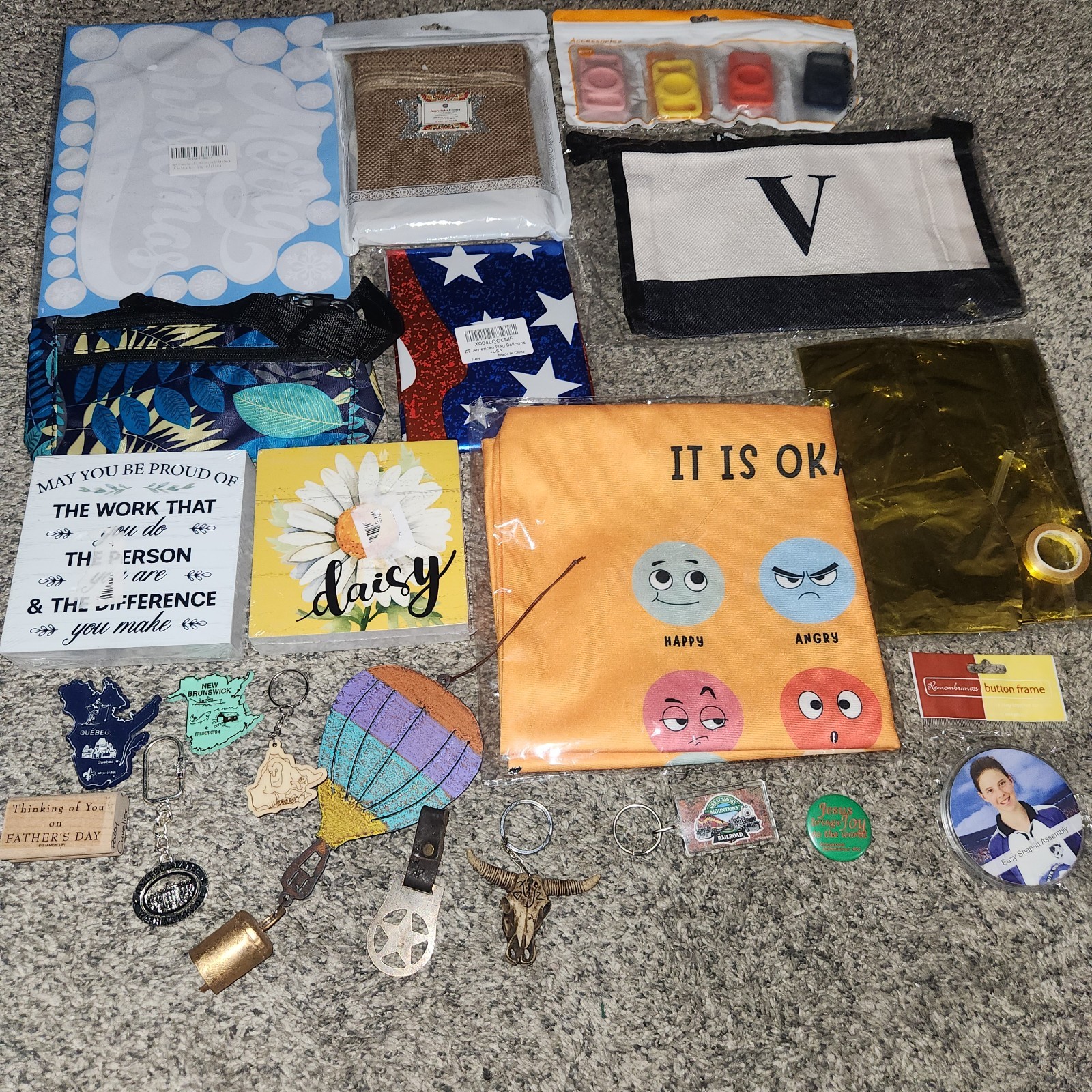 Large Junk Drawer Lot Of Misc. Stuff New Used Metal Balloon Bags Keychain Plaque