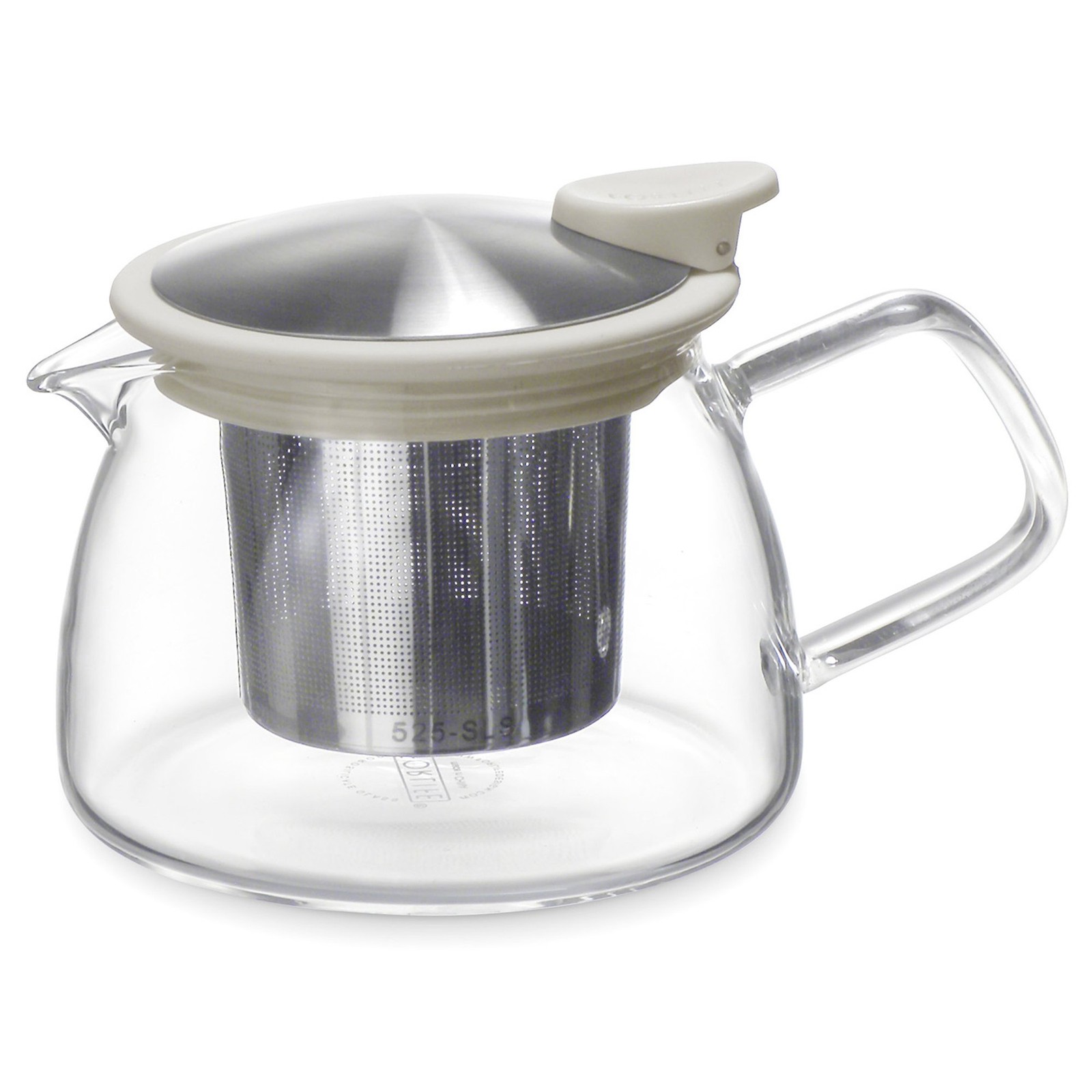 Forlife Bell Glass Teapot with Basket Infuser, 14-Ounce/430ml, White