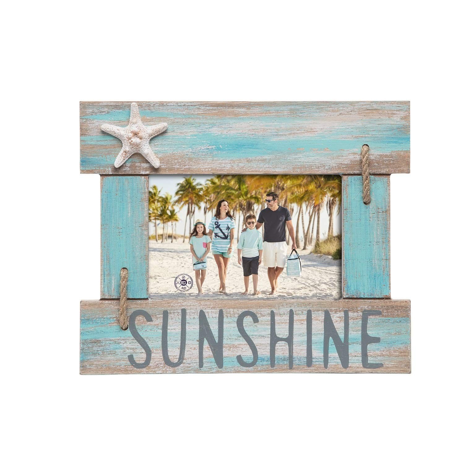 Beachcombers B22503 Sunshine Picture Frame, Brushed Turquoise, 6×4 In