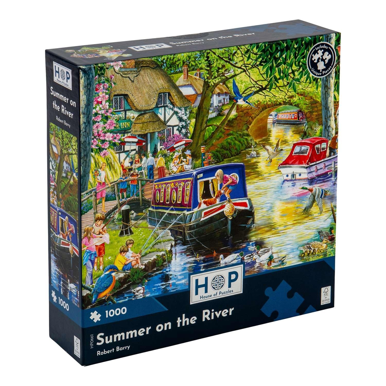 House of Puzzles Summer on the River 1000 Piece Jigsaw Puzzle Scenic Landscape