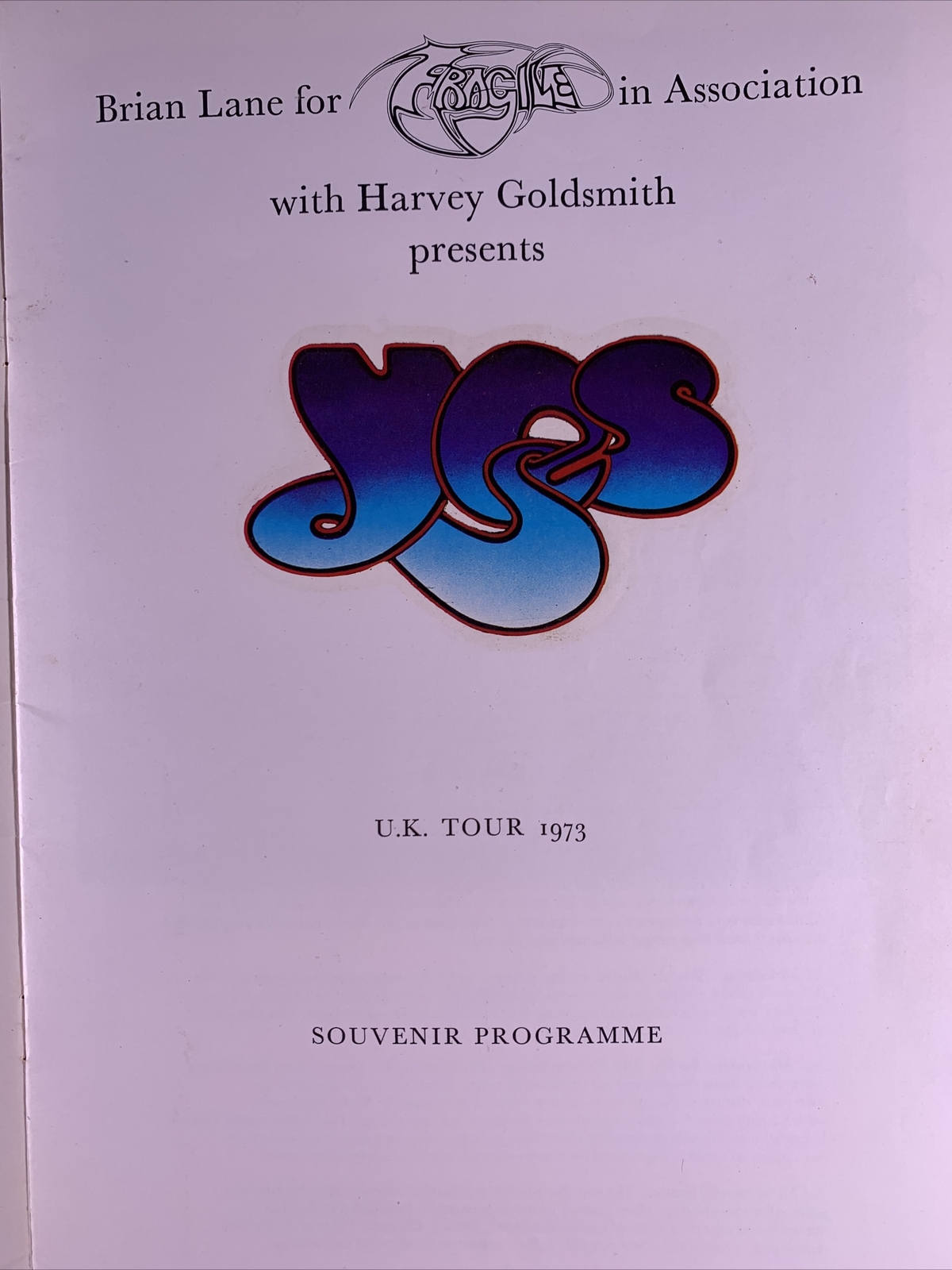 Yes Program Original Vintage Tales From Topographic Oceans Souvenir UK Tour 1973
