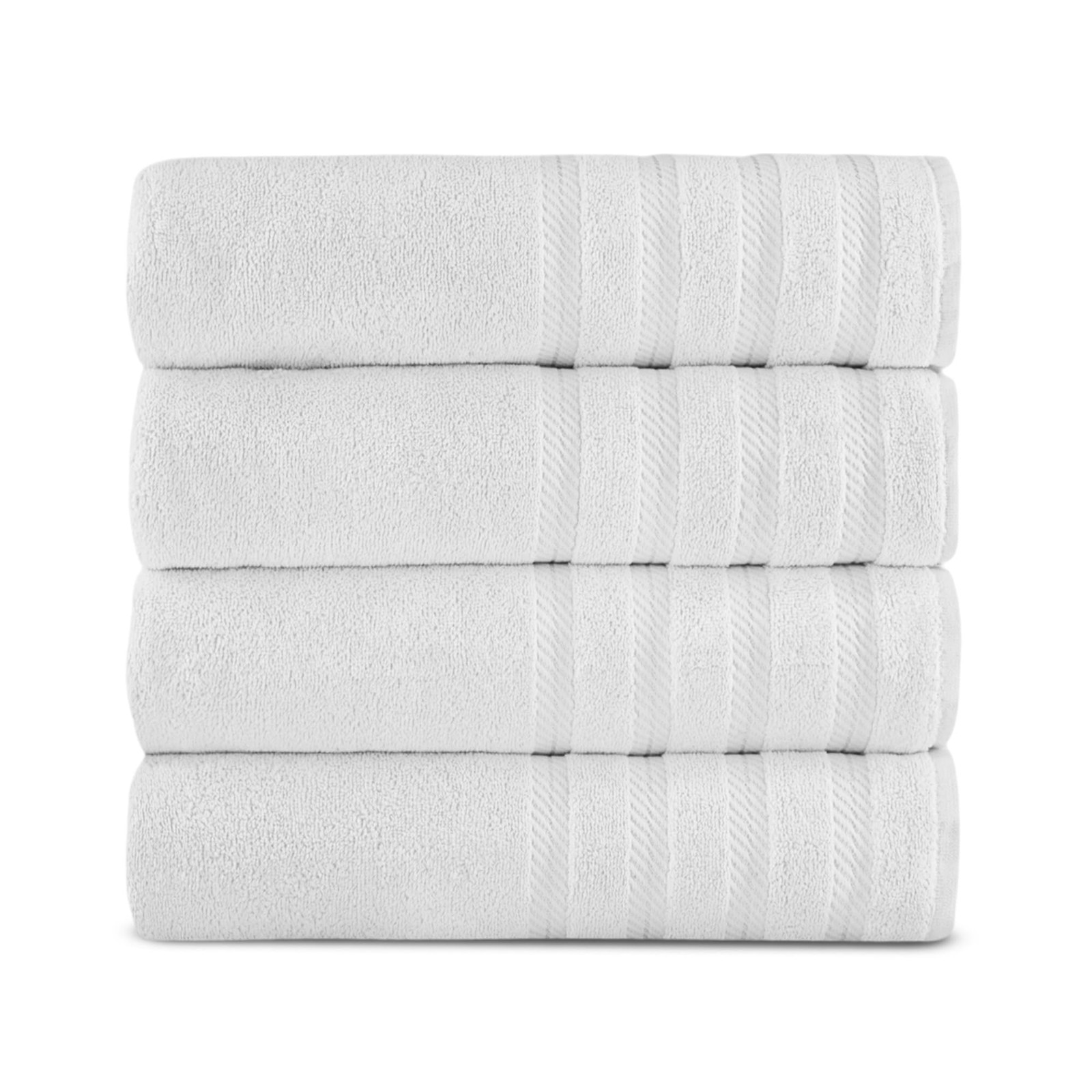 Classic Turkish Towels 4-Piece Bath Towel Set 100% Cotton White 27×54