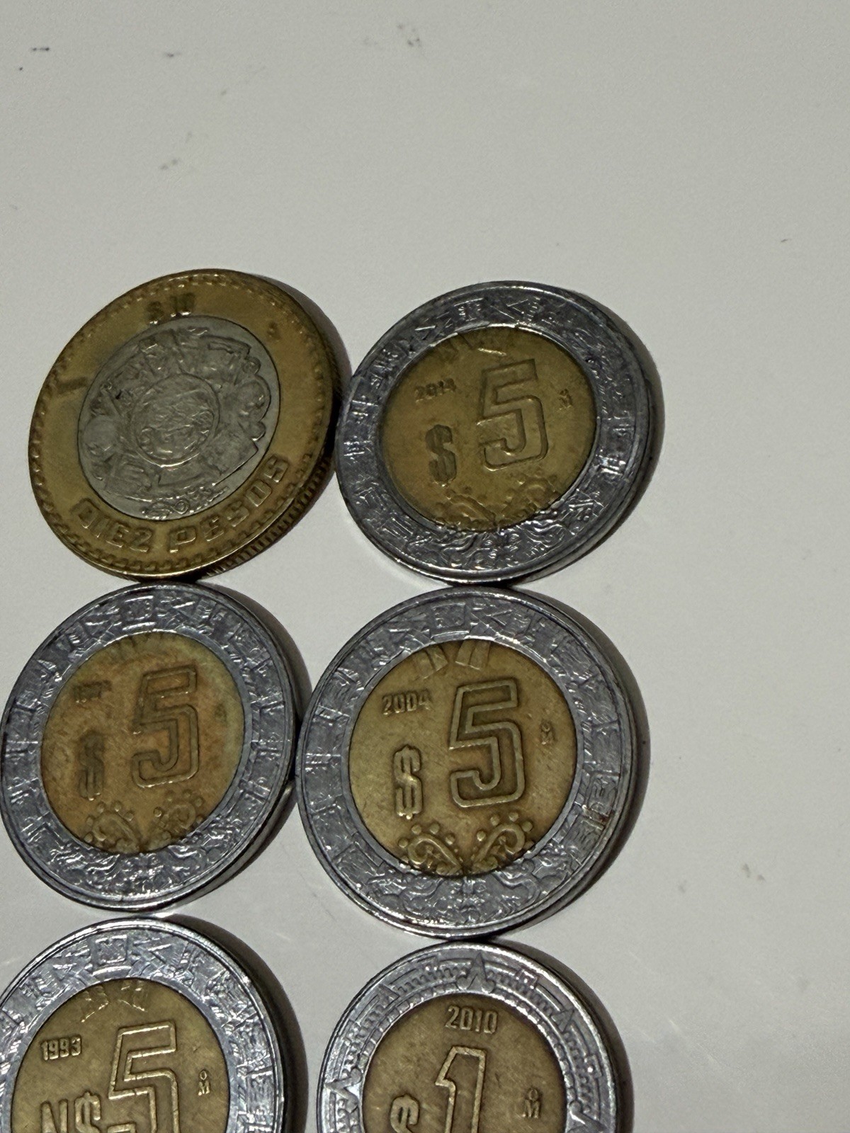 MEXICO Pesos 1 5 10 Lot Of 7 vintage Coins Mexican