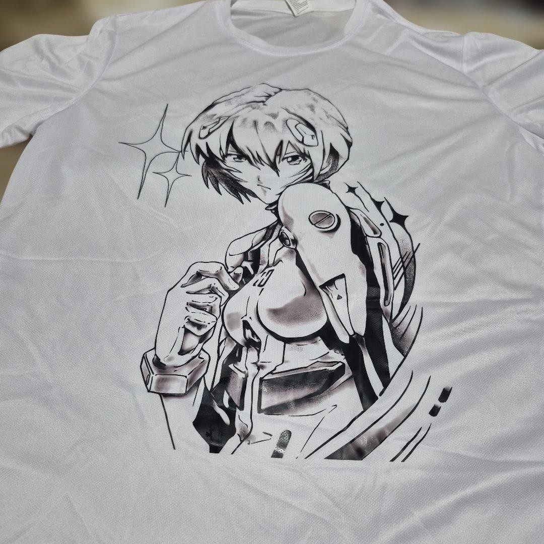 Evangelion Rei T-Shirt Polyester White XL Anime Character Printed