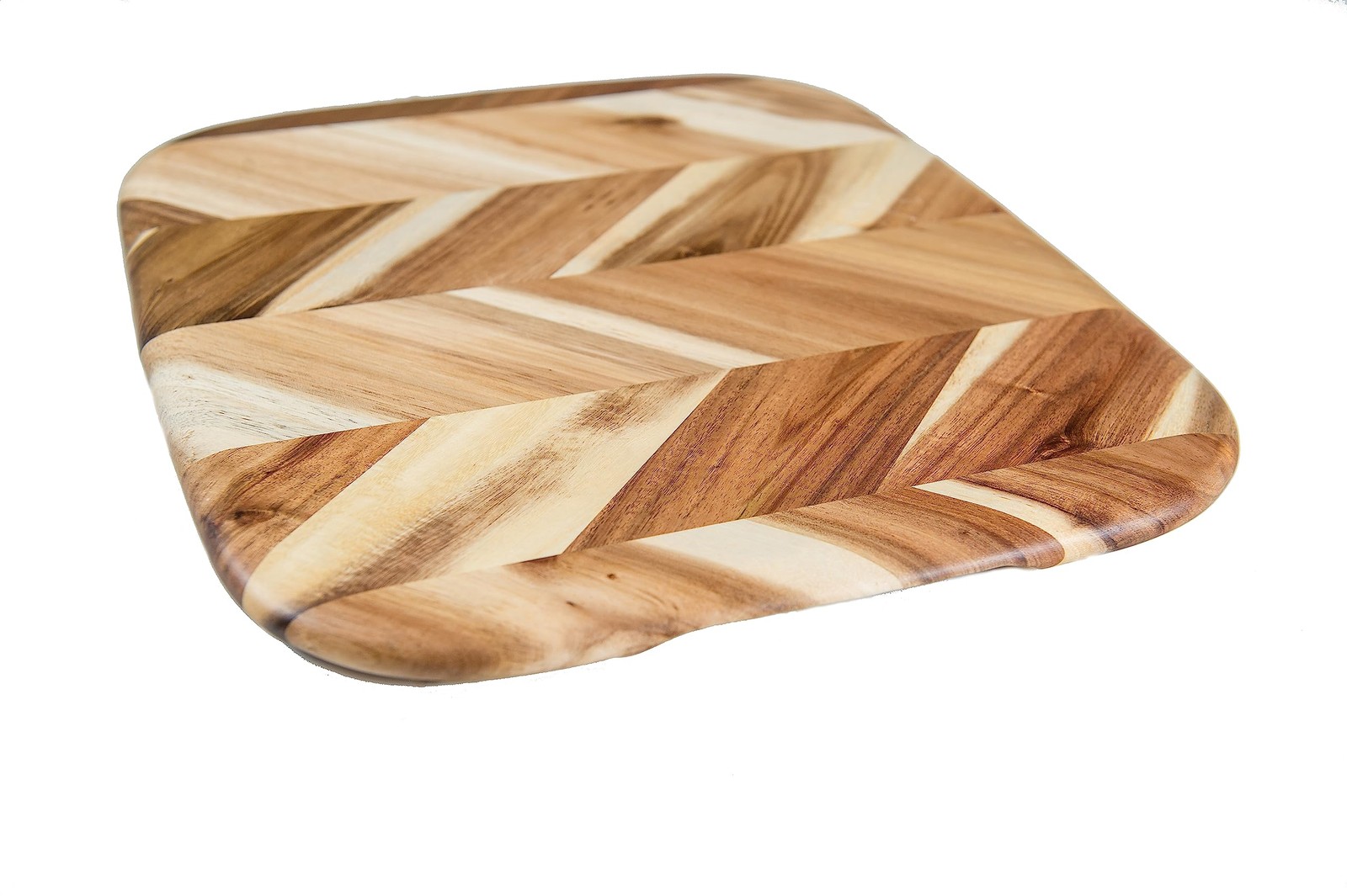 Lipper International Acacia Herringbone Rounded Edge Cutting and Serving Board