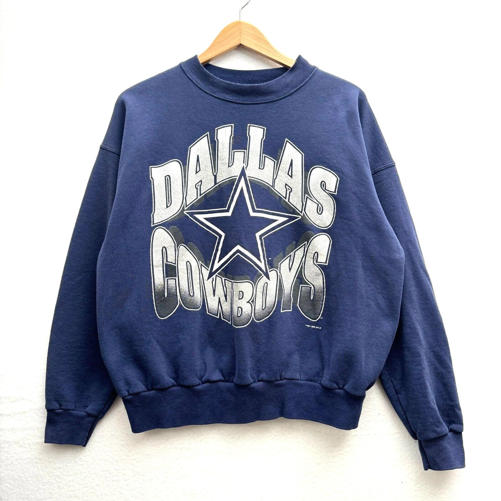 VTG 1995 Dallas Cowboys Large Football NFL Crew Neck Blue Sweater Pullover USA