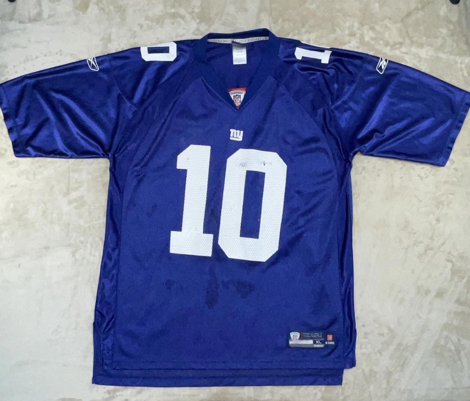 Reebok Eli Manning NY Giants #10Jersey Mens XL Blue Vintage NFL Equipment *Flaw*