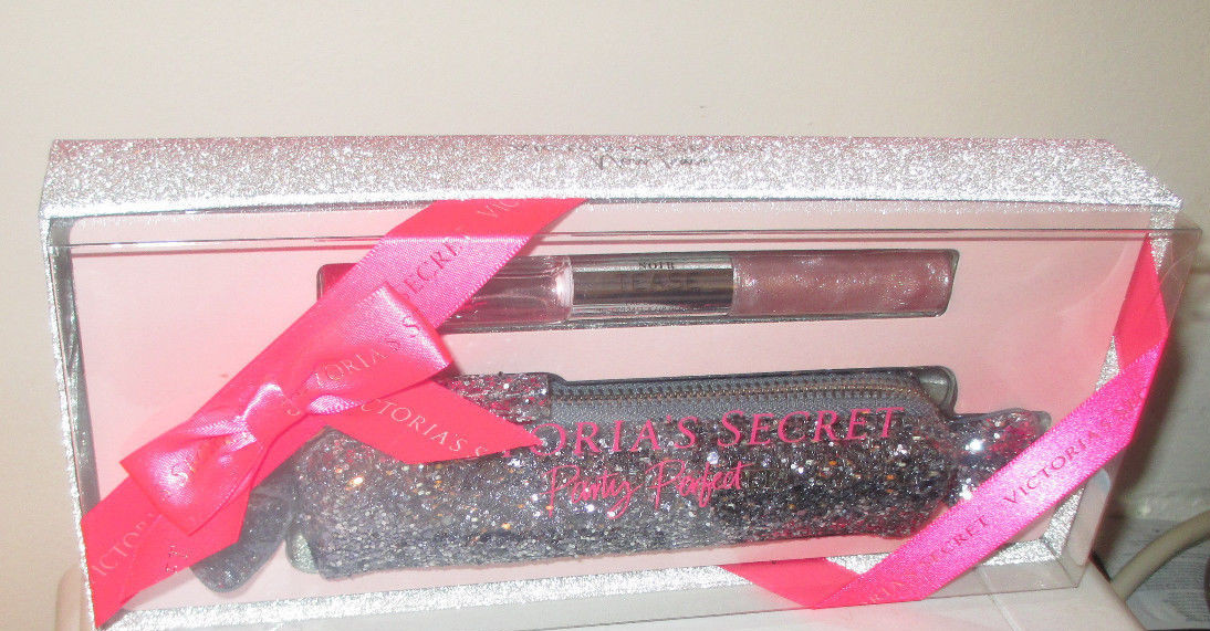 Victoria’s Secret Party Perfect~Noir Tease~ Parfum,Lip gloss,Bag~ Gift Set~Boxed