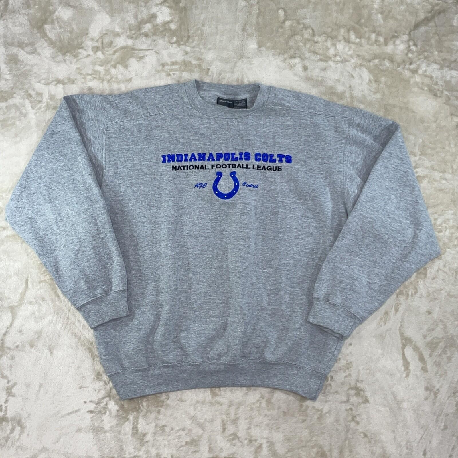 Vtg 90s Indianapolis Colts Embroidered Sweatshirt Grey Mens Boxy L The Edge NFL