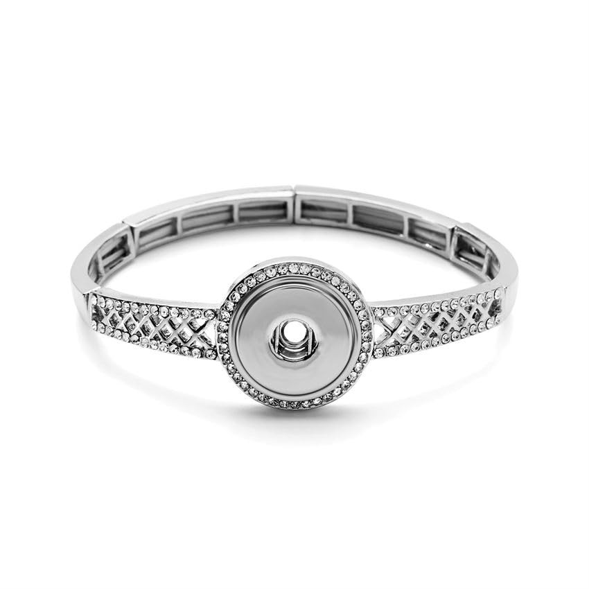 Ginger Snaps Lattice Stretch Bracelet, 20mm Rhodium Plated for Women