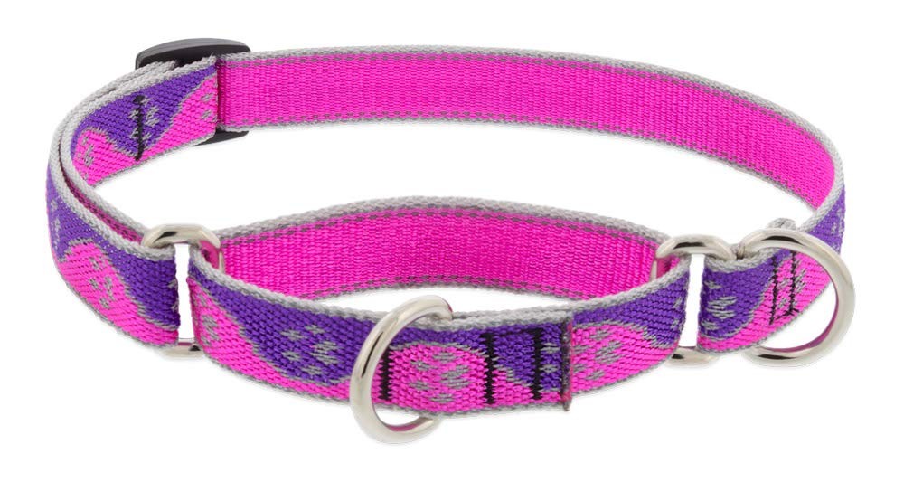 Lupine Reflective Martingale Dog Collar, 3/4″ Pink Paws, 14–20″ Adjustable