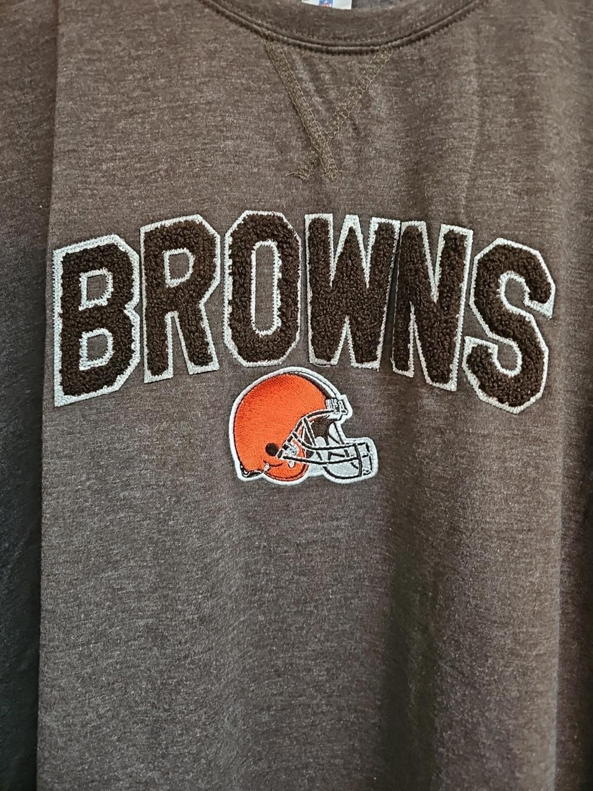 Nfl Team Apparel Cleveland Browns Womens Patch Spellout Sweatshirt XL
