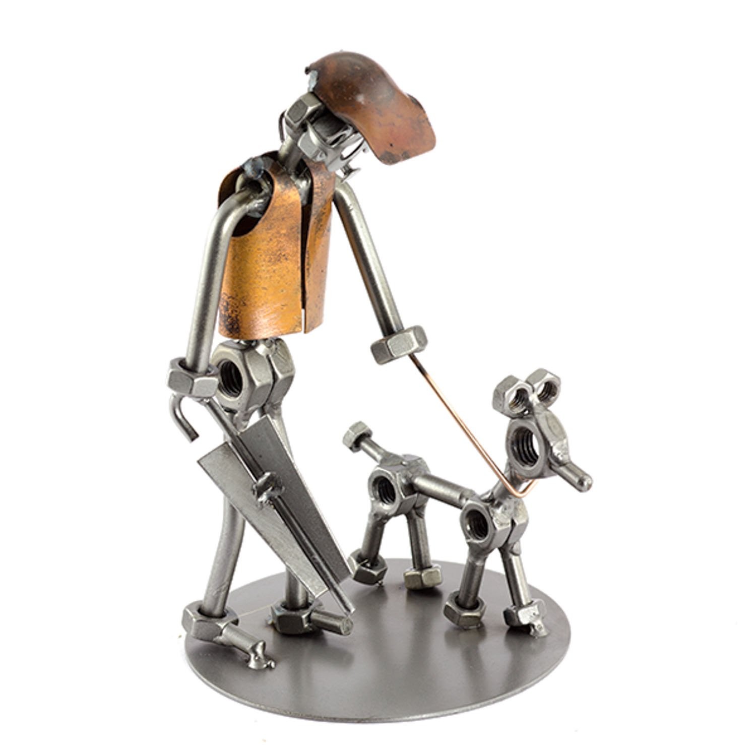 Steelman24 Me and My Dog Metal Sculpture, Nuts & Bolts Figurine Made in Germany