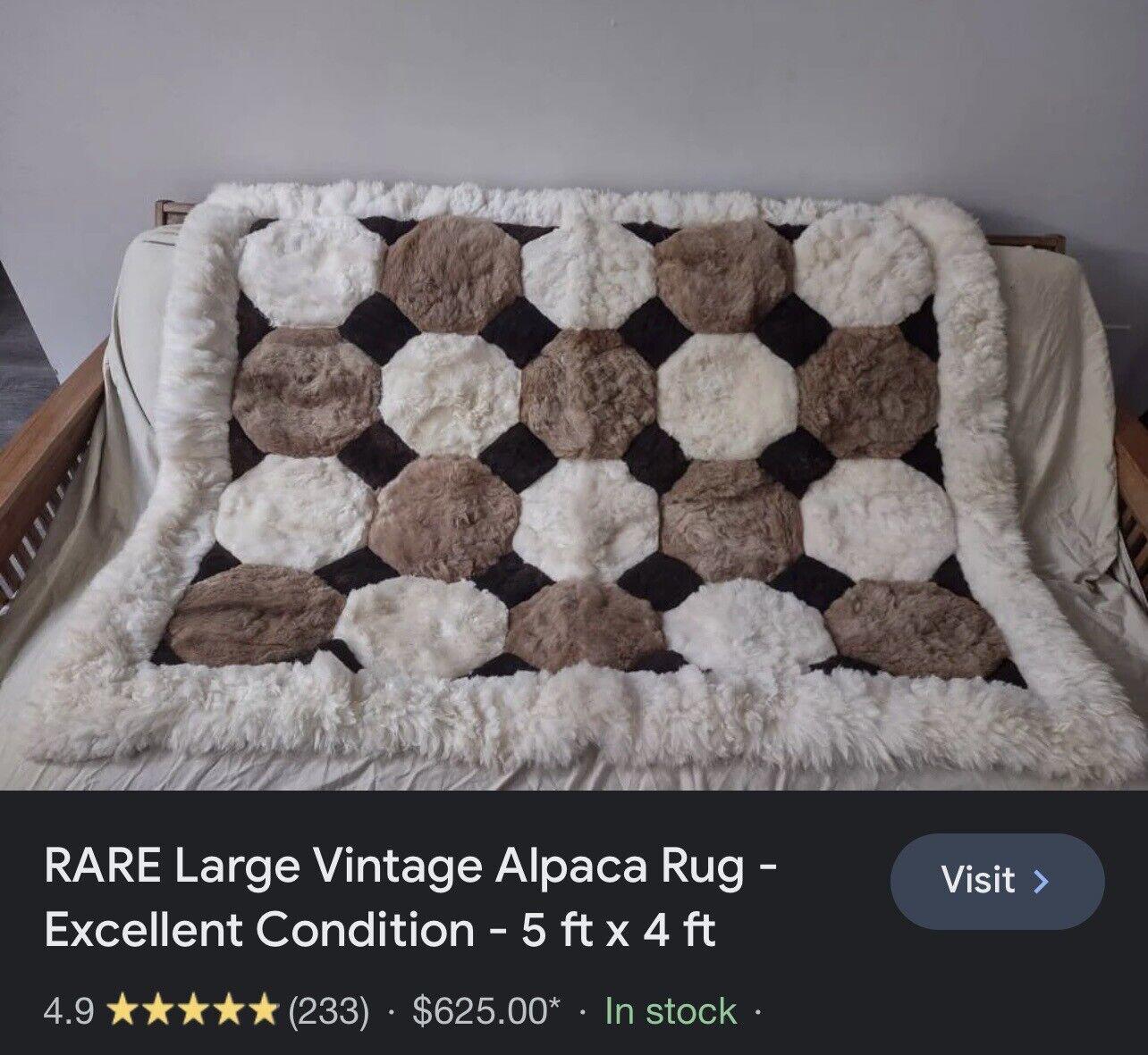 Vintage (1977) Peruvian Alpaca Wool Tapestry, Blanket/Couch Cvr 5’X6’ Artwork!