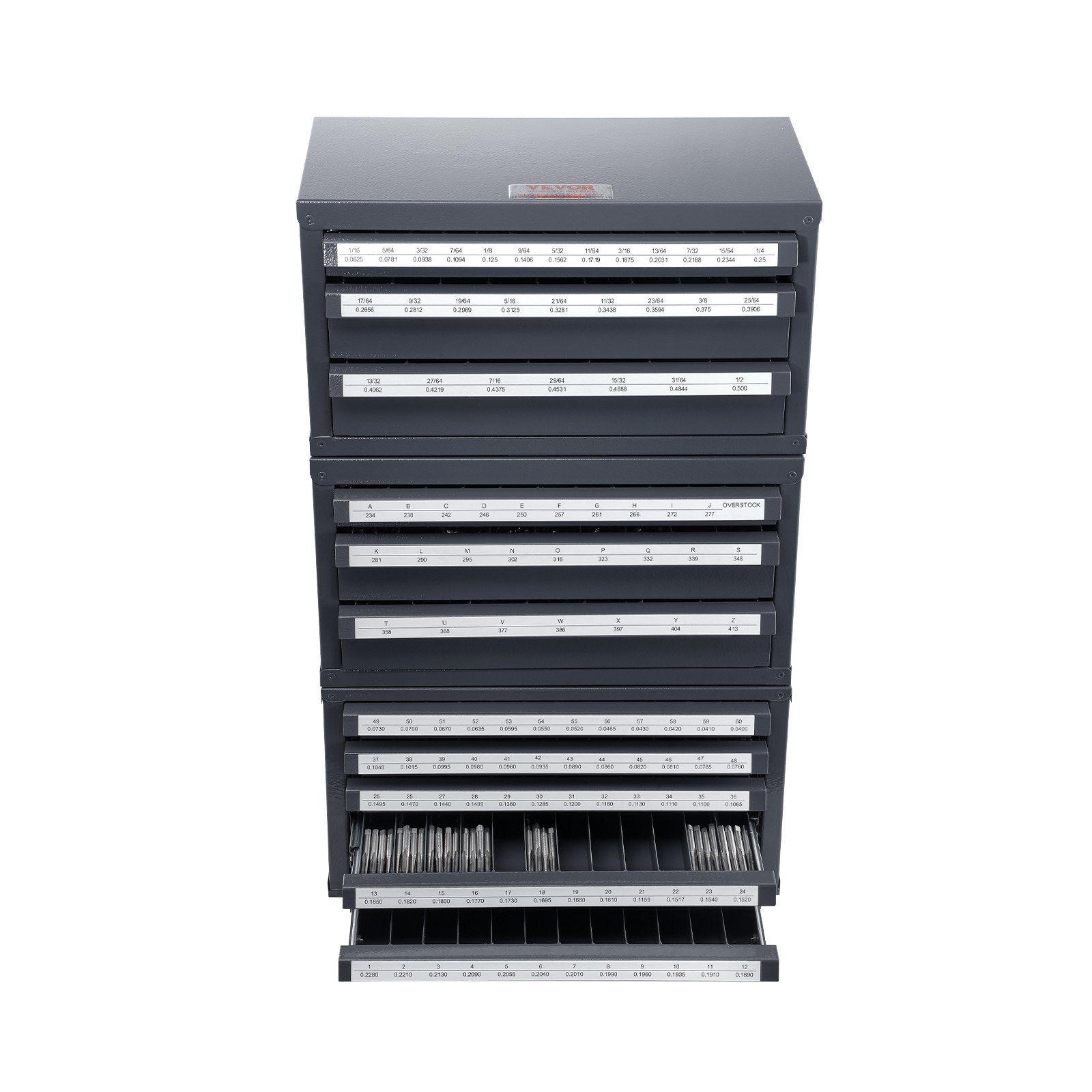 5-Drawer 333lb A-Z & #1-#60 Gauge Drill Bit Organizer, Stackable 3x3x3