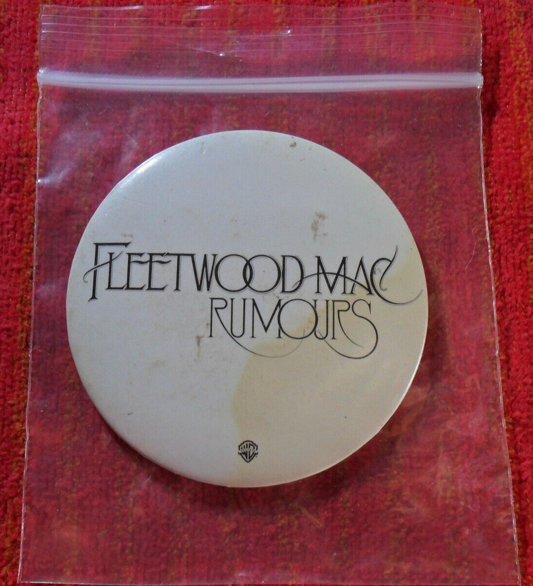 1977 FLEETWOOD MAC RUMOURS RECORD LABEL PROMOTIONAL BUTTON — “Original Promo”