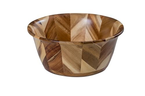 Lipper International Acacia Herringbone Serving Bowl 12in Natural Finish