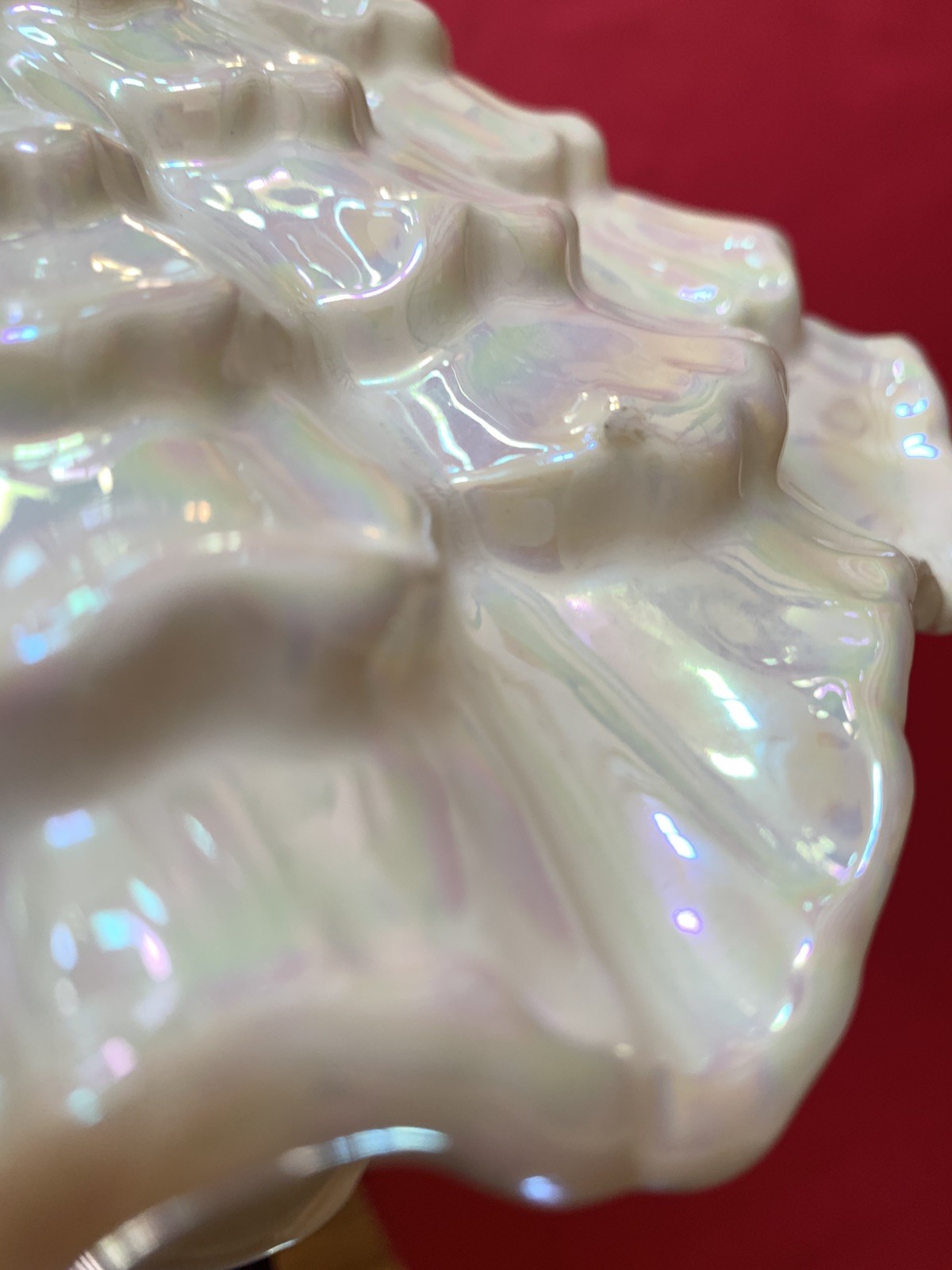 Vintage Maddux Of California Iridescent Shell Vase Planter Cream Color