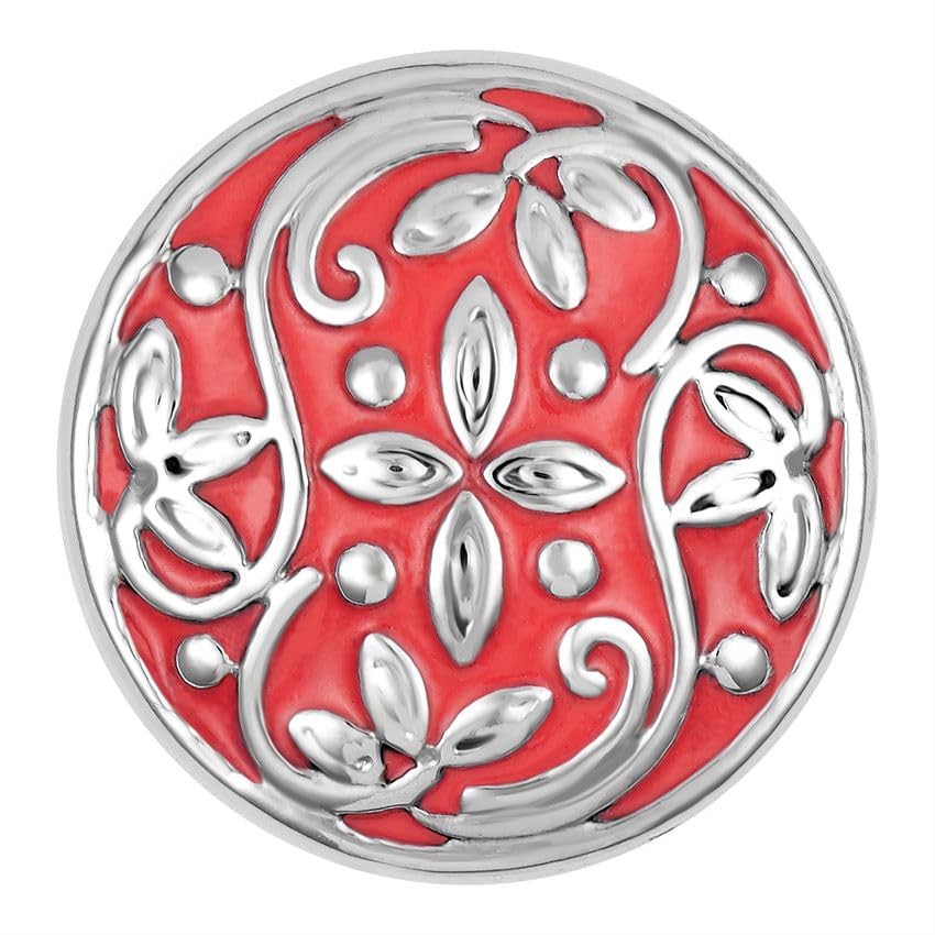 Ginger Snaps Tatum 20mm Coral Rhodium Plated Jewelry Snap Charm