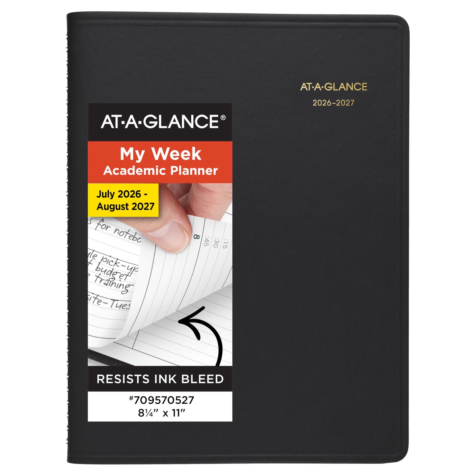 AT-A-GLANCE 2026-27 Weekly Academic Planner 8.25×11 Black 14-Month 7095705