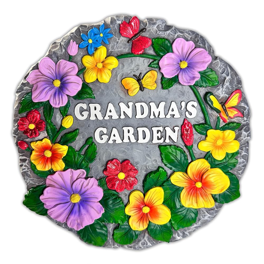 OrnamentallyYou Grandma’s Garden Floral Stepping Stone, 9.5″ Outdoor Decor