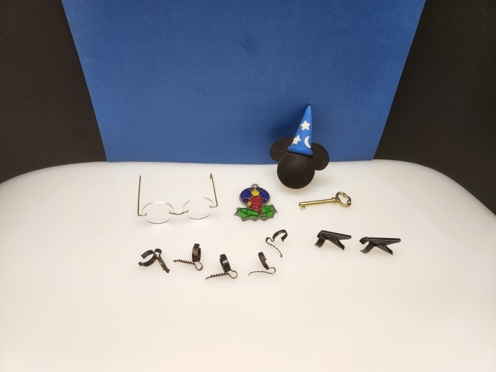 Vintage Junk Drawer Lot Estate Clean Out Santa Glasses Key Mickey Antenna Ball