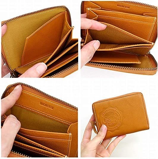 Wachifield Dayan Round Leather Coin Purse Camel Japan Small Wallet